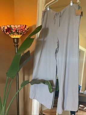 River + Sky Wide Leg Gray Linen Pant